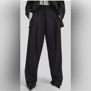 The Frankie Shop Elegant Black Gelso Wide-Leg Pleated Trousers